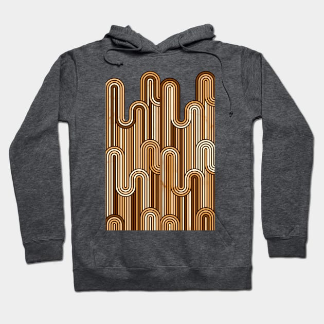 Retro Wavy Stripes - Brown & Beige T-Shirts and Clothing Hoodie by SilverPegasus